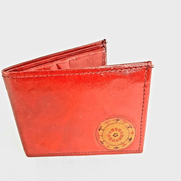 Small Red Leather Bohemian Wallet - Picture 2 of 8